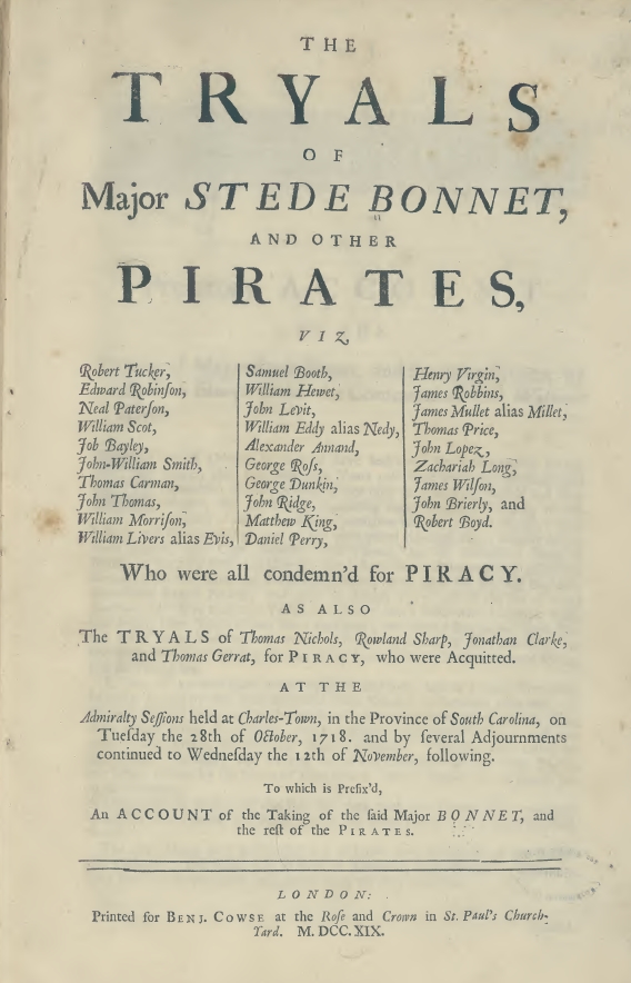 The 1718 Hanging Of Stede Bonnet Gentleman Pirate Charleston County